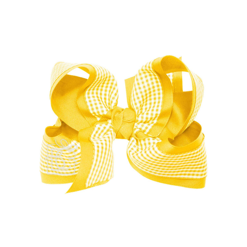 LAYERED GINGHAM/GROSGRAIN BOW ON CLIP