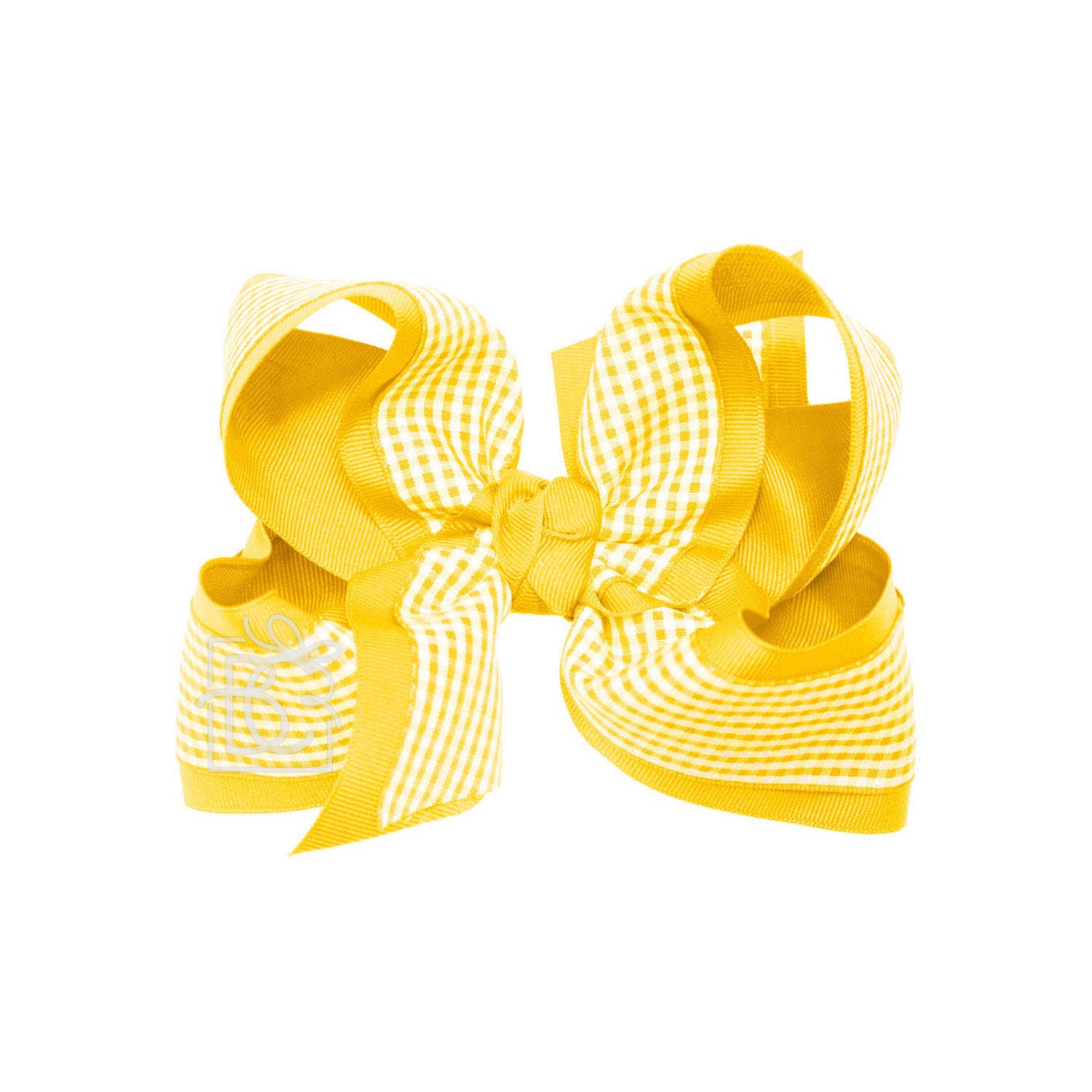 LAYERED GINGHAM/GROSGRAIN BOW ON CLIP