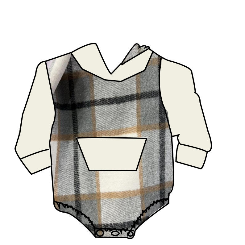 Theo & Me- Creme Plaid Flannel Bubble Romper