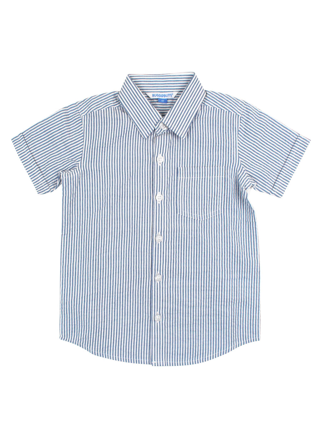 RuffleButts + RuggedButts - Boys Pink Gingham Check Long Sleeve Button Down