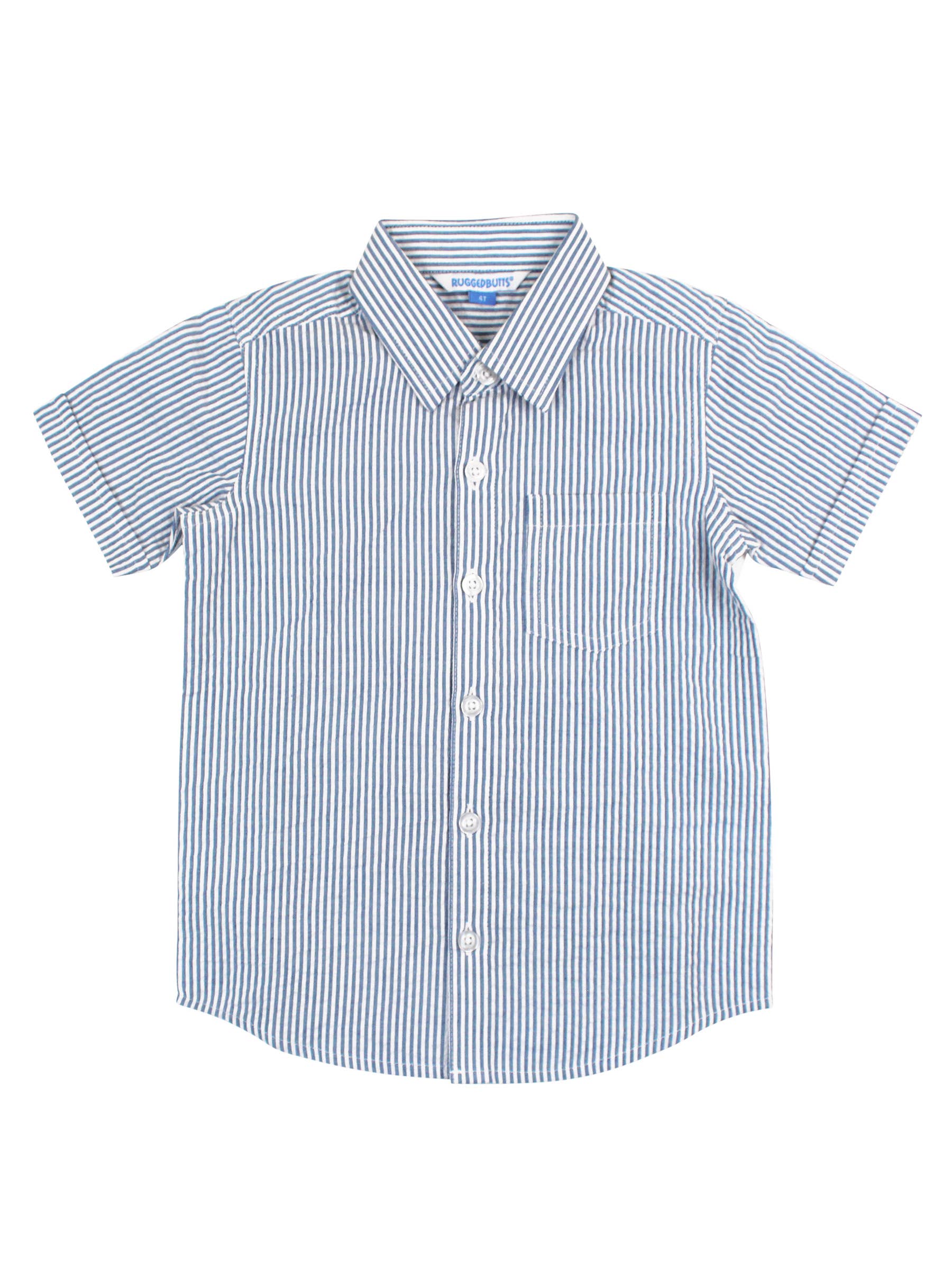 RuffleButts + RuggedButts - Boys Pink Gingham Check Long Sleeve Button Down