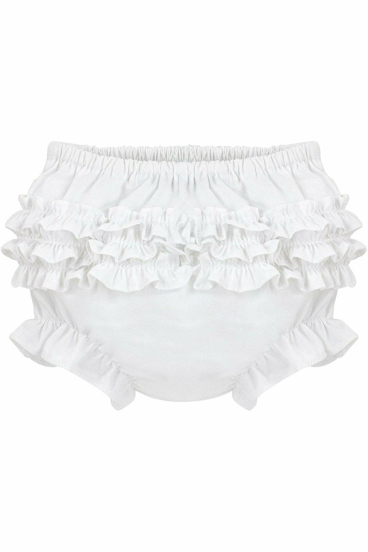 Baby Girls Ruffle Diaper Covers - White Bloomers