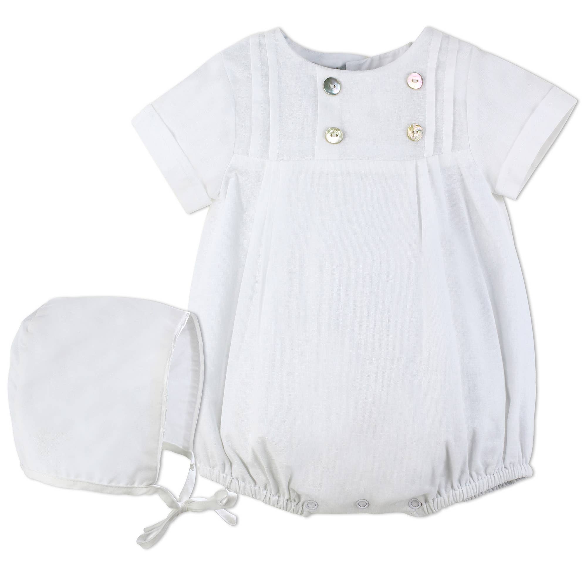 Baby Boys Linen Christening Tuck Creeper