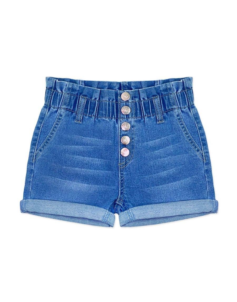 Cutie Patootie Clothing/Bonnie Bianca - Medium Wash Denim Shorts w/ Paperbag Waistband