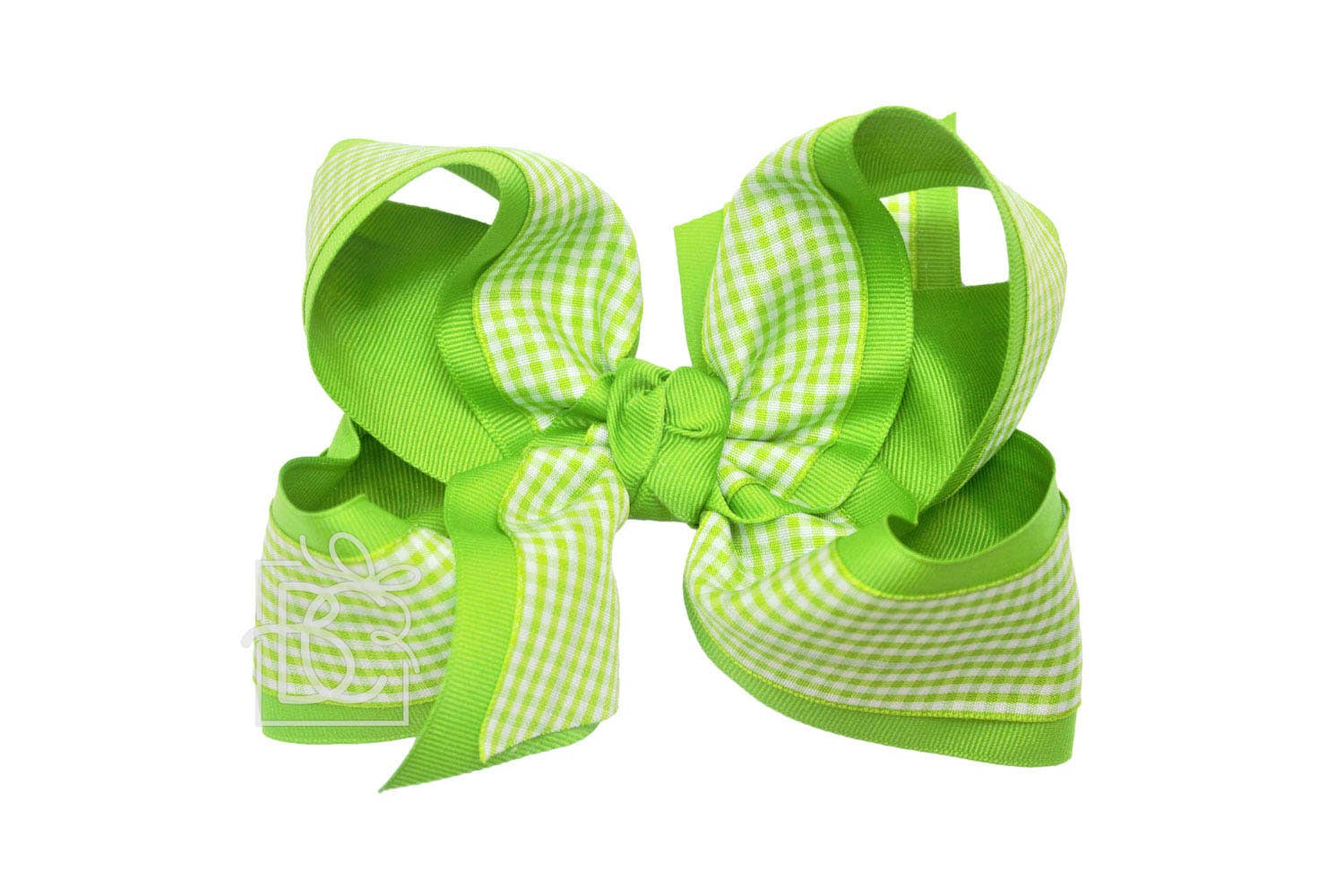 LAYERED GINGHAM/GROSGRAIN BOW ON CLIP