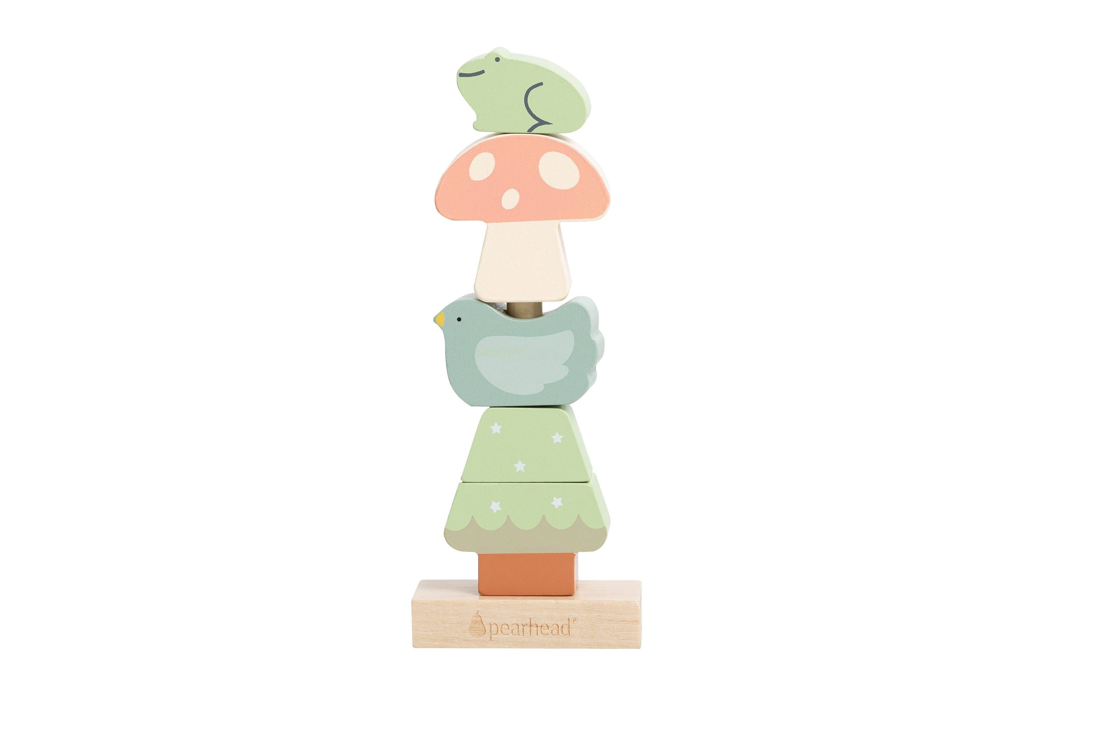 Pearhead - Woodland Wooden Stacking Toy, Developmental Toy