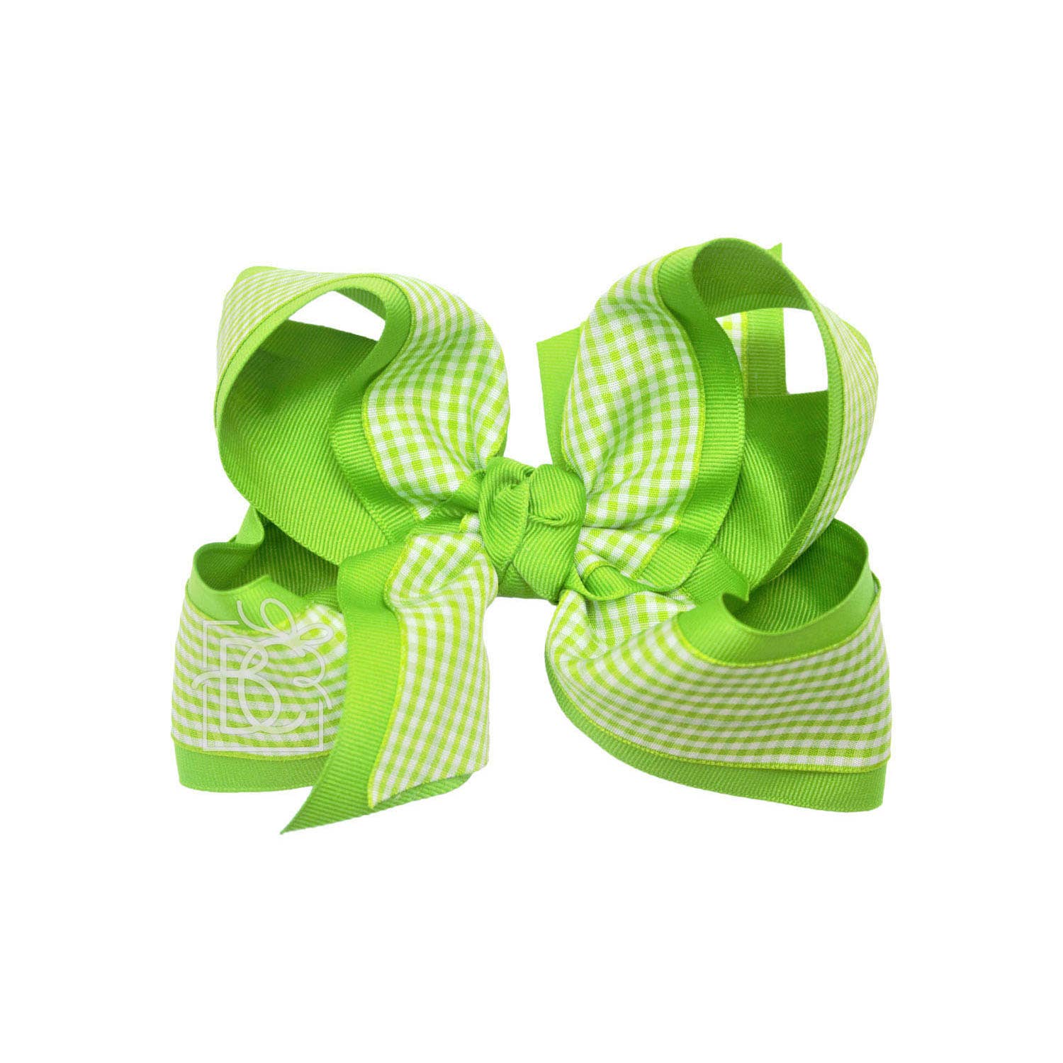 LAYERED GINGHAM/GROSGRAIN BOW ON CLIP