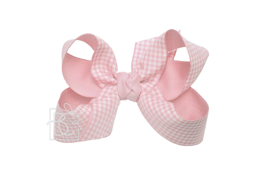 LAYERED GINGHAM/GROSGRAIN BOW ON CLIP