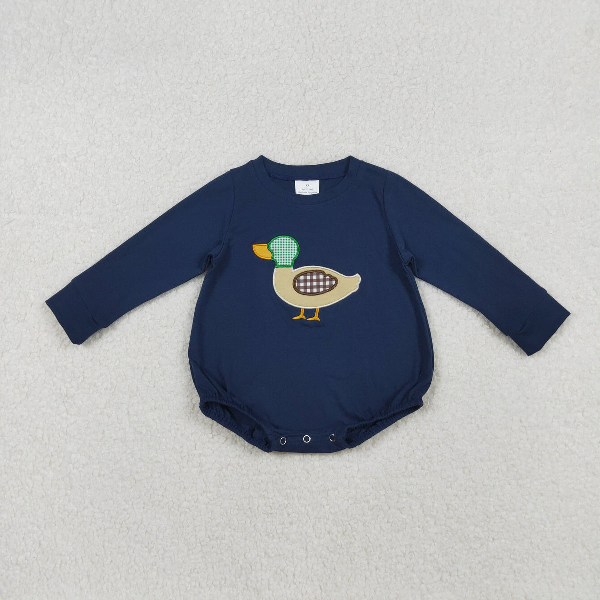 Embroidery Baby Boys Navy Fall Mallard Ducks Rompers