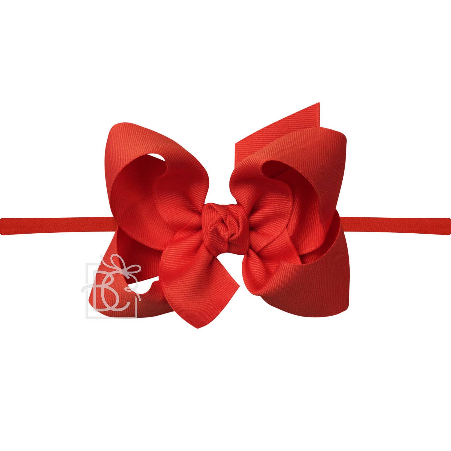 1/4" NYLON PANTYHOSE HEADBAND W/SIGNATURE GROSGRAIN BOW