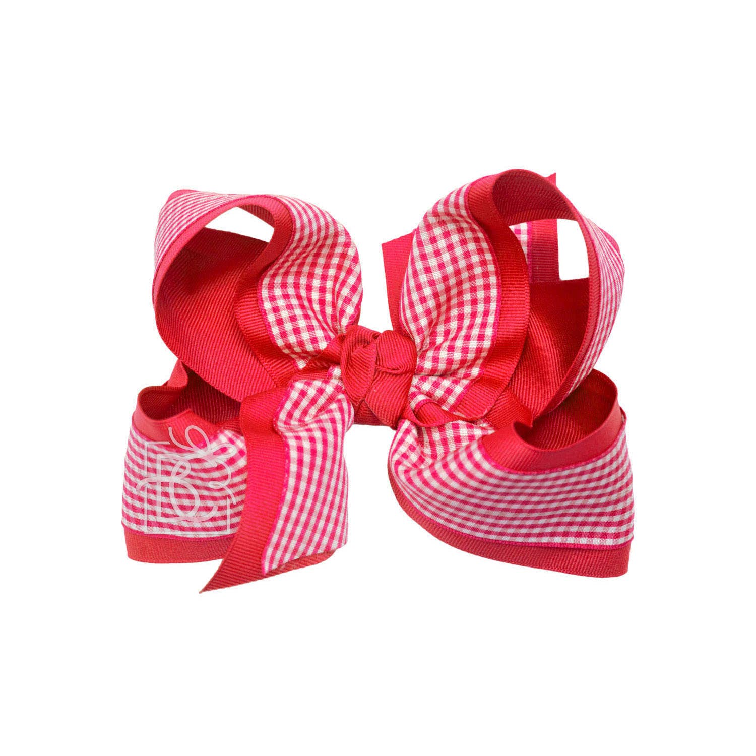LAYERED GINGHAM/GROSGRAIN BOW ON CLIP