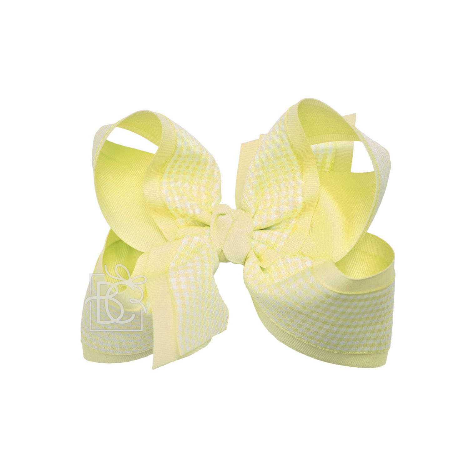 LAYERED GINGHAM/GROSGRAIN BOW ON CLIP