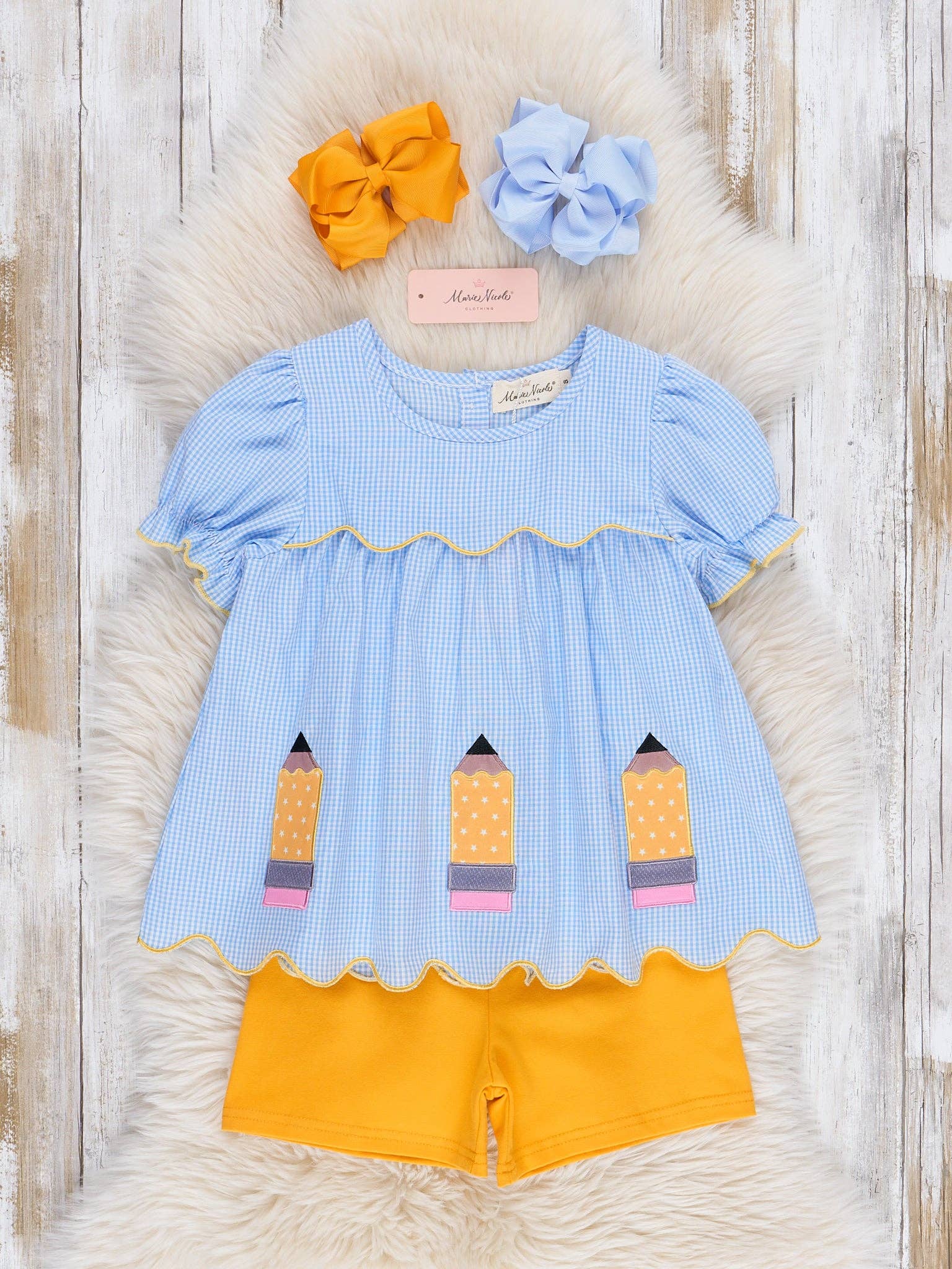 Marie Nicole Clothing - Scallop Hem Embroidered Pencils Outfit