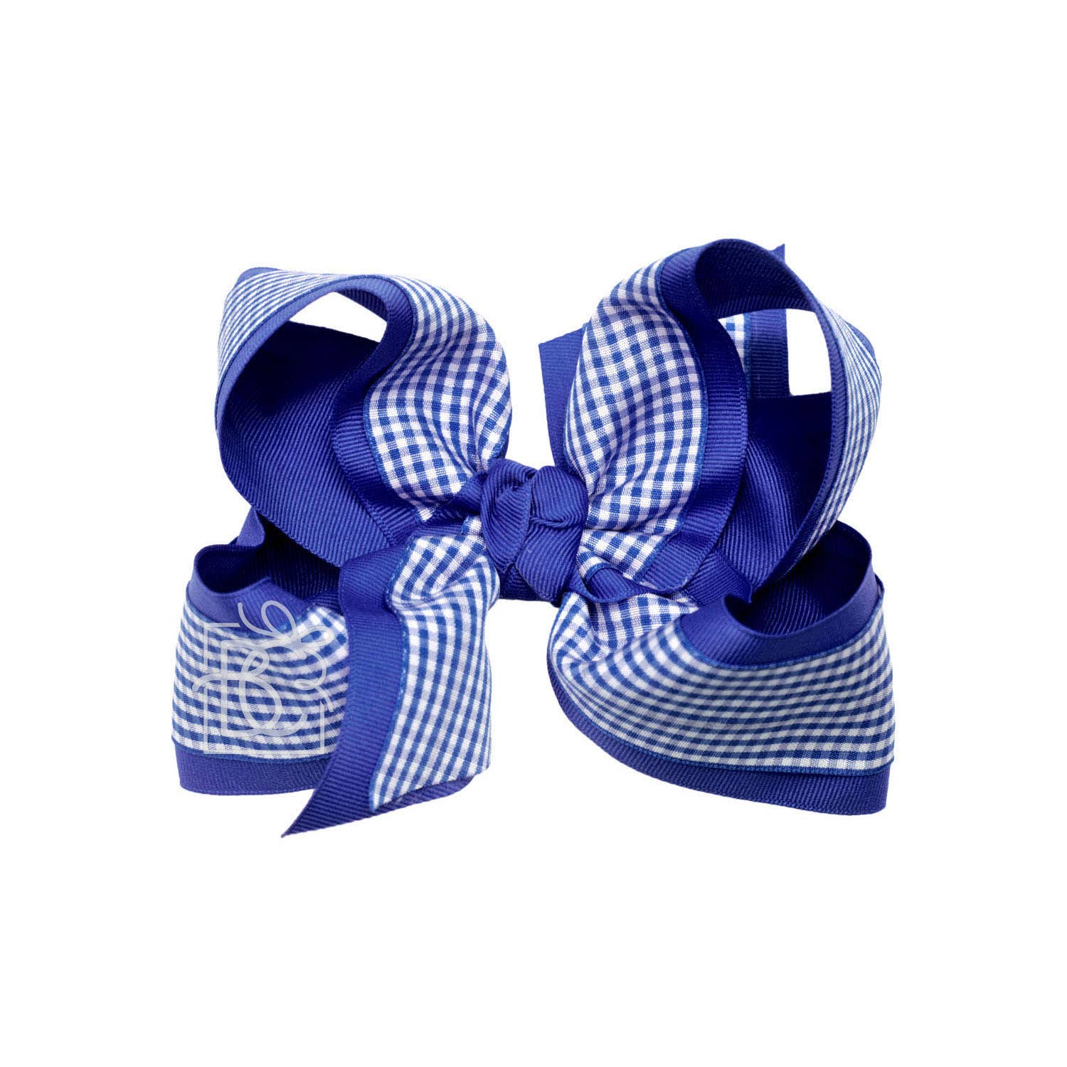 LAYERED GINGHAM/GROSGRAIN BOW ON CLIP