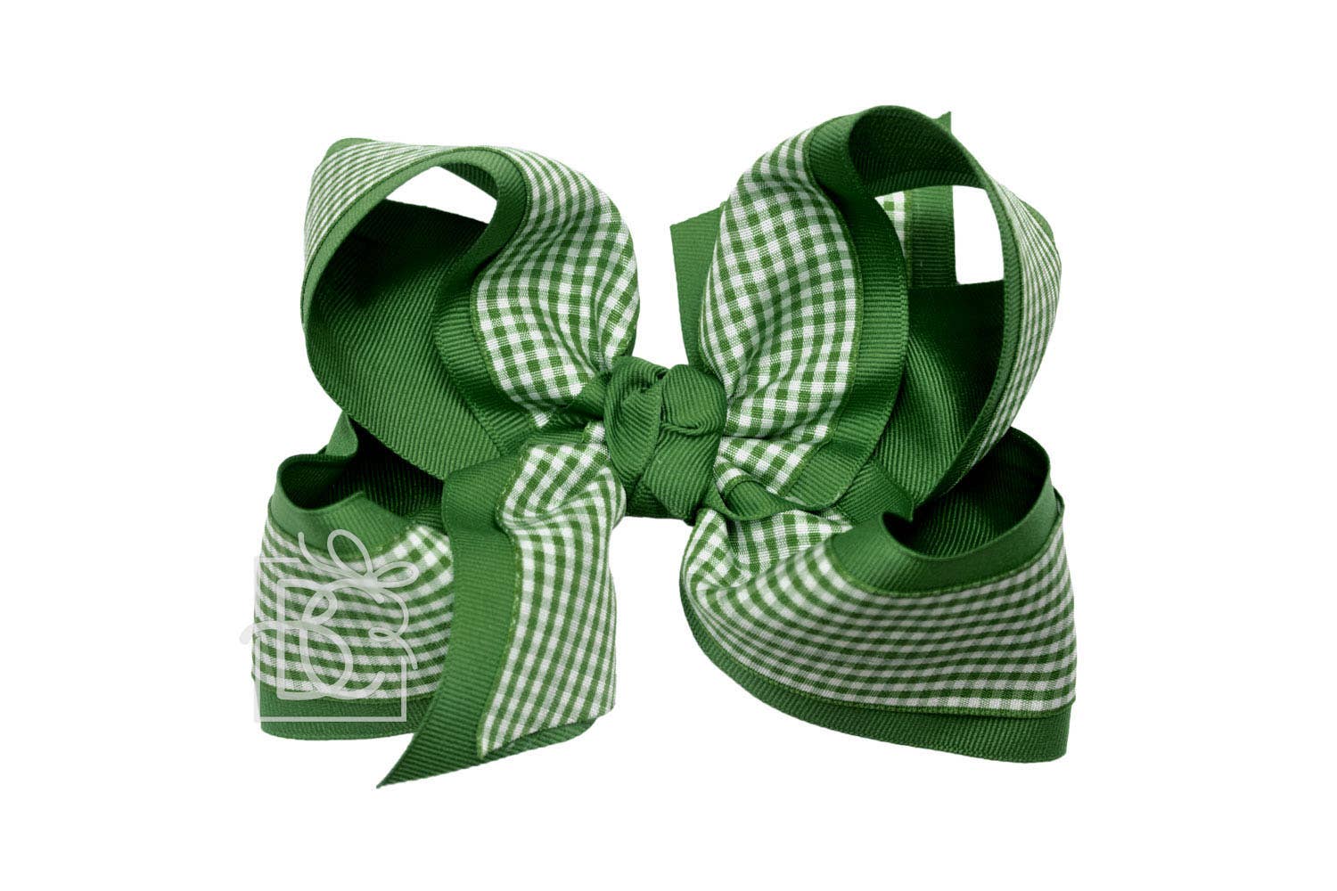 LAYERED GINGHAM/GROSGRAIN BOW ON CLIP
