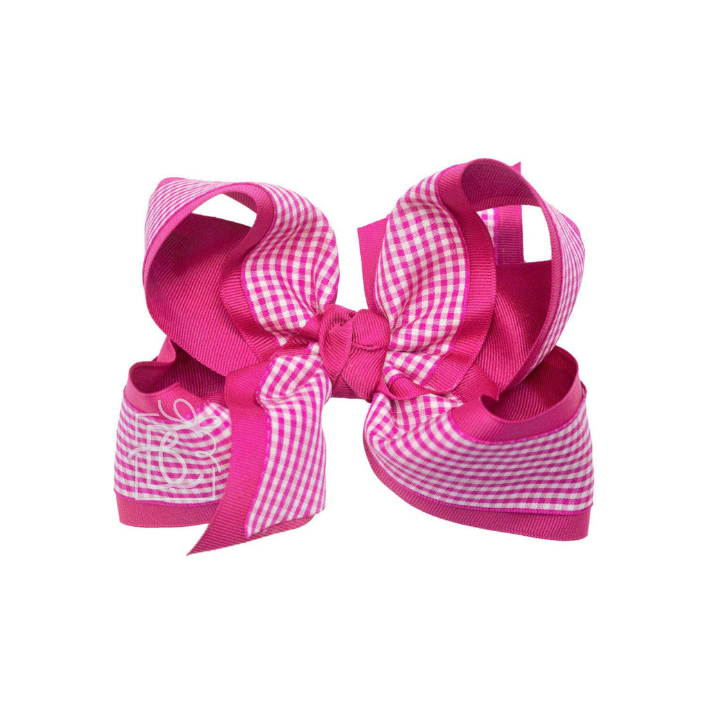 LAYERED GINGHAM/GROSGRAIN BOW ON CLIP