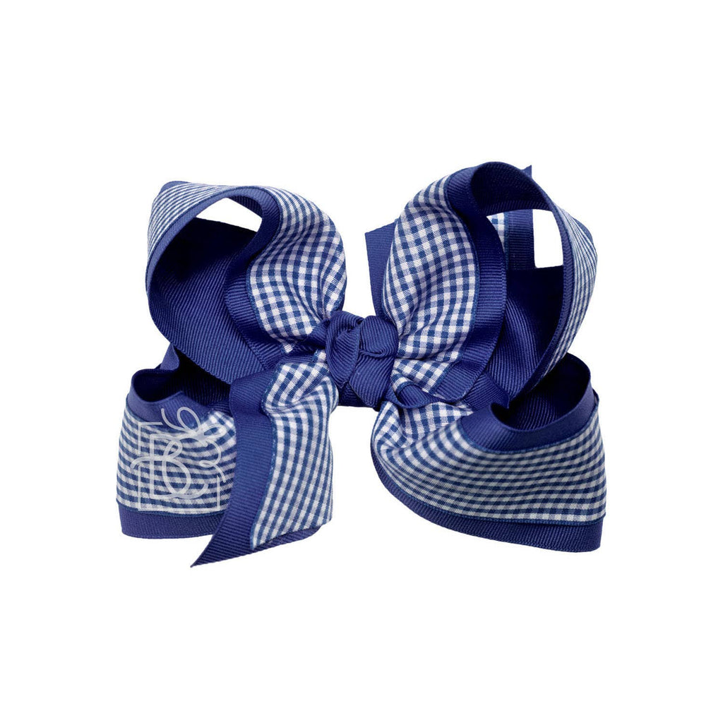 LAYERED GINGHAM/GROSGRAIN BOW ON CLIP