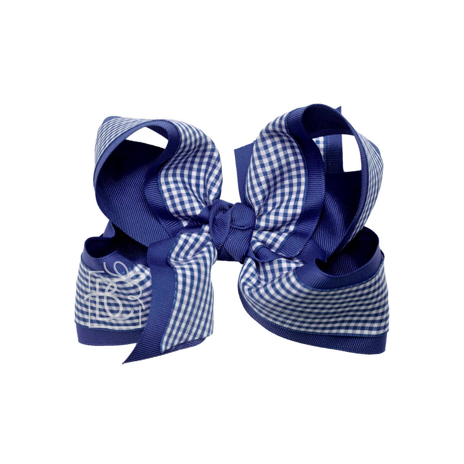 LAYERED GINGHAM/GROSGRAIN BOW ON CLIP