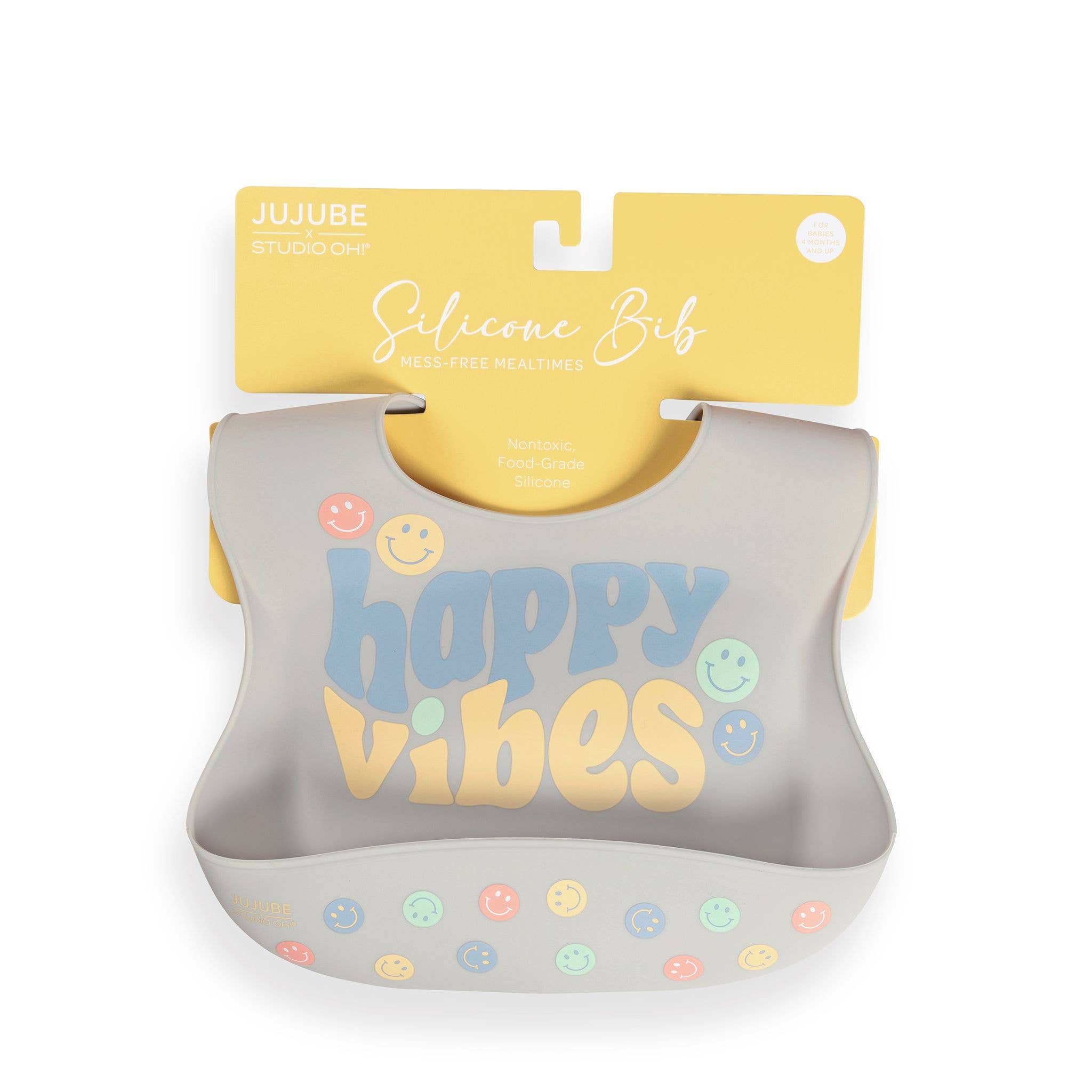 JuJuBe - Happy Baby Vibes Silicone Bib