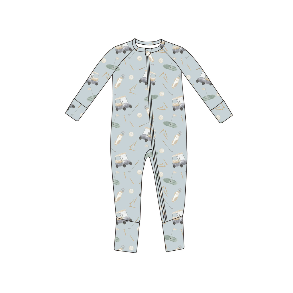 Bamboo Convertible Footie Romper | Dusty Blue Golf