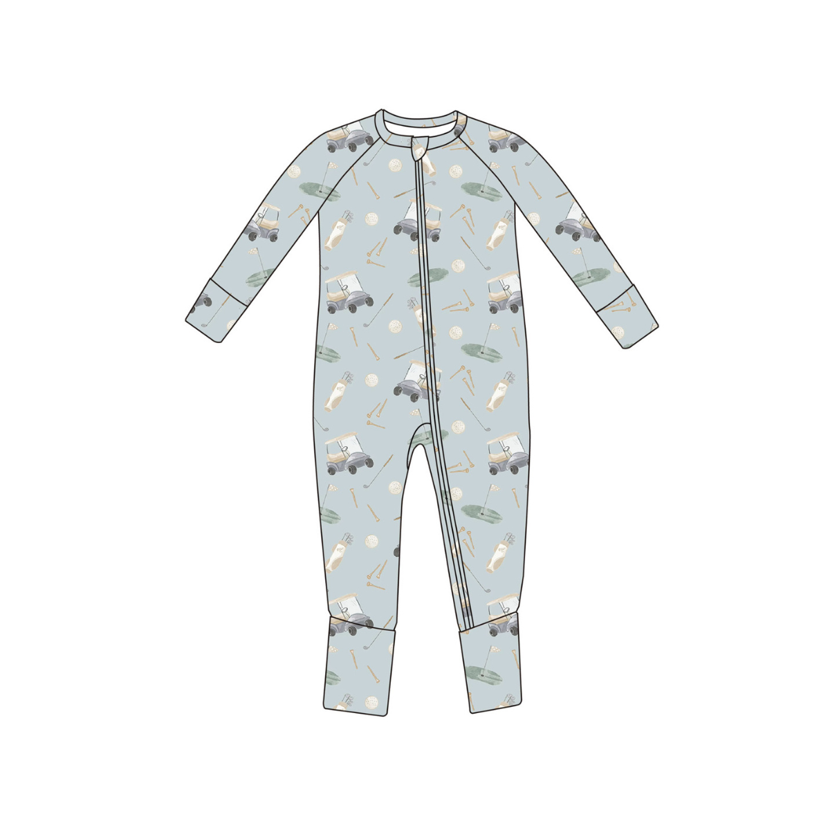 Bamboo Convertible Footie Romper | Dusty Blue Golf